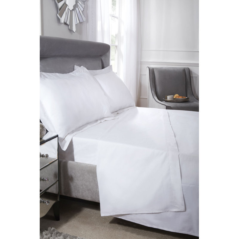 400 TC Bed Linen Sateen Flat Sheet, Kingsize (5'), White