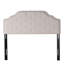Tête de lit en tissu gris pour la chambre à coucher - grand lit double et grand lit avec coutures contemporaines à boutons de diamants et magnifique garniture cloutée