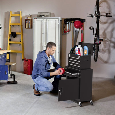 41.1'' Detachable Toolbox Storage Cabinet, 5-Drawer Tool Chest with Wheels (Black)
