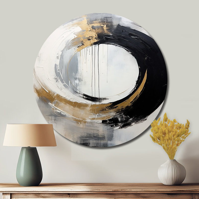 Leyland - Art abstrait rond en métal, H 16 po x l 16 po x P 1 po