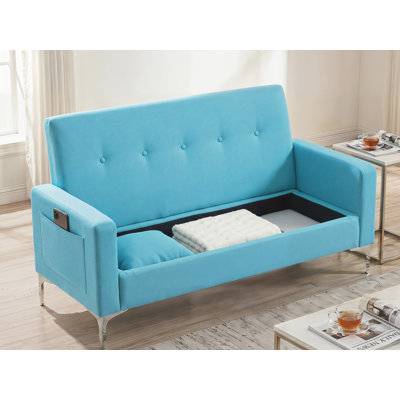57’’ Velvet Tufted Loveseat Sofa With Storage
