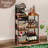 5-Layer Staggered Coffee Bar With Storage Drawer - Space-Efficient Farmhouse Stand For Kitchens - Waterproof Microwave Shelf & Bakers Rack Organizer
