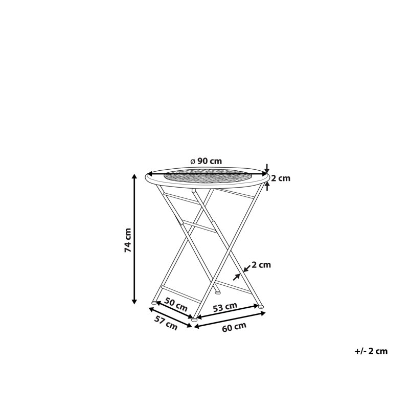 Gahanna Round Metal Folding Outdoor , cm W cm D, White, White