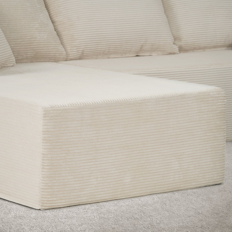 Canapé modulaire Harvill Boneless, 2 pièces, sans assemblage requis, Beige, Velours côtelé fin