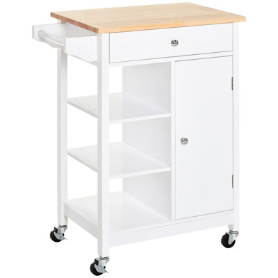 Richards 66 cm W Kitchen Cart with Solid Wood Top