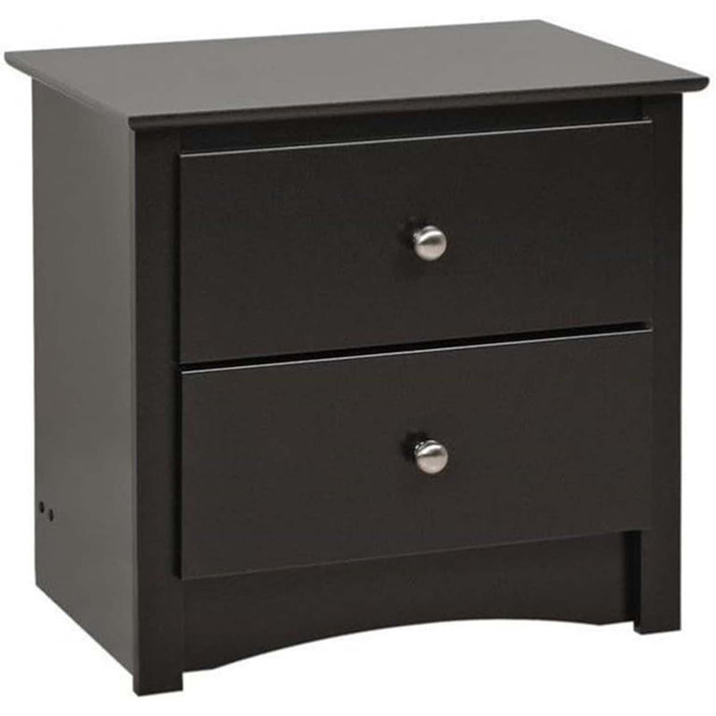 Sonoma Traditional Nightstand Side Table With 2 Drawers, Functional 2-Drawer Bedside Table 16" D X 23.25" W X 21.75" H, Black