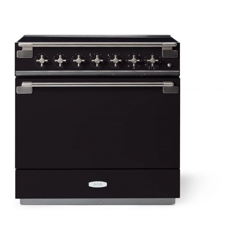 AGA Elise 36"W. 4.5 Cu.Ft. Freestanding Induction Convection Range with Brushed Nickel Trim, Matte Black