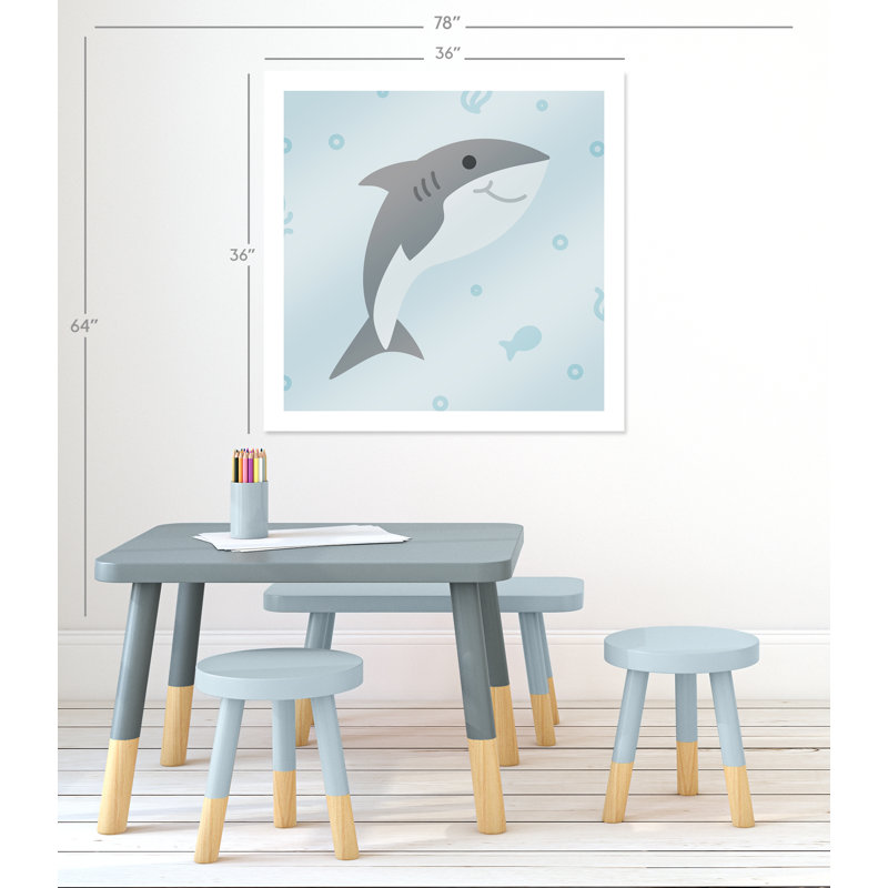 «Happy Shark», impression sur papier, H 36 po x l 36 po x P 1 po, Papier