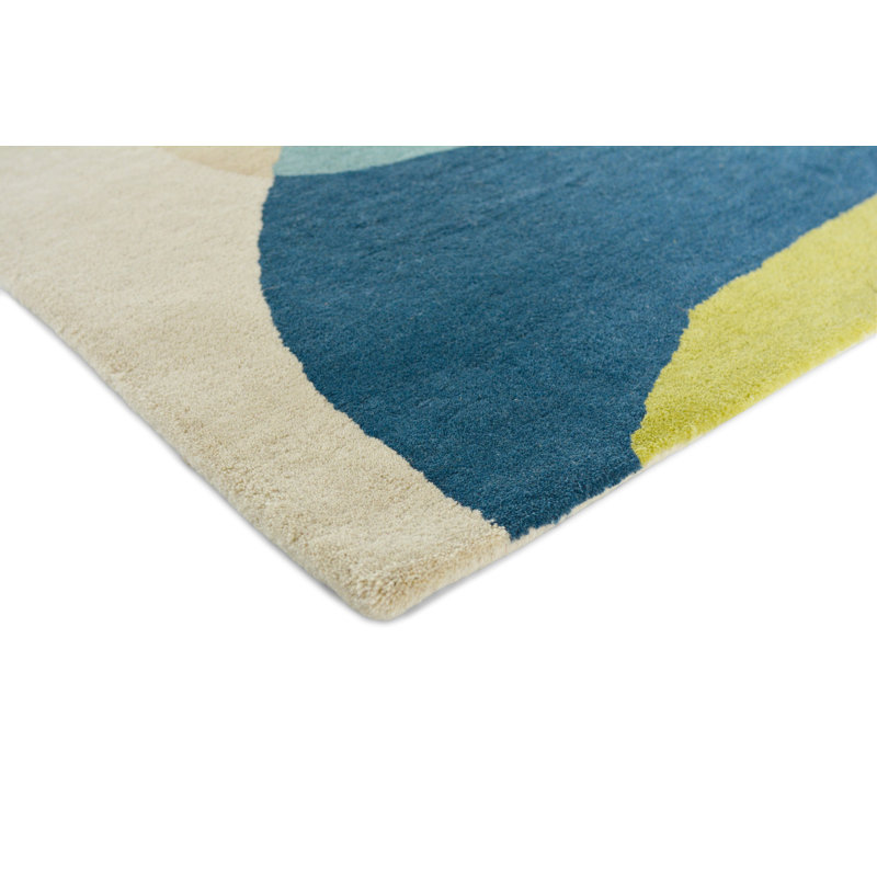 Elliptic Hand Woven Wool Striped Area Rug, Rectangle 5'7" x 7'10"