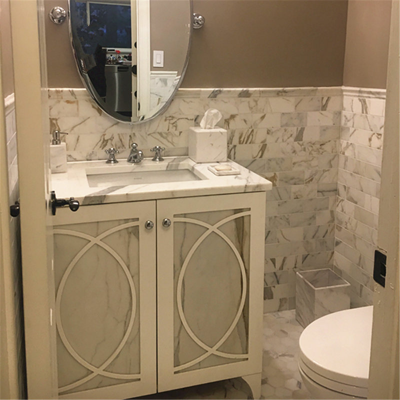 Calacatta 12" x 2" Marble Mosaic Tile, LIght Gray