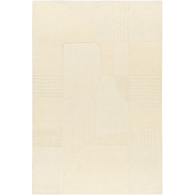Tapis beige rectangulaire en laine touffeté à la main Recta Nona