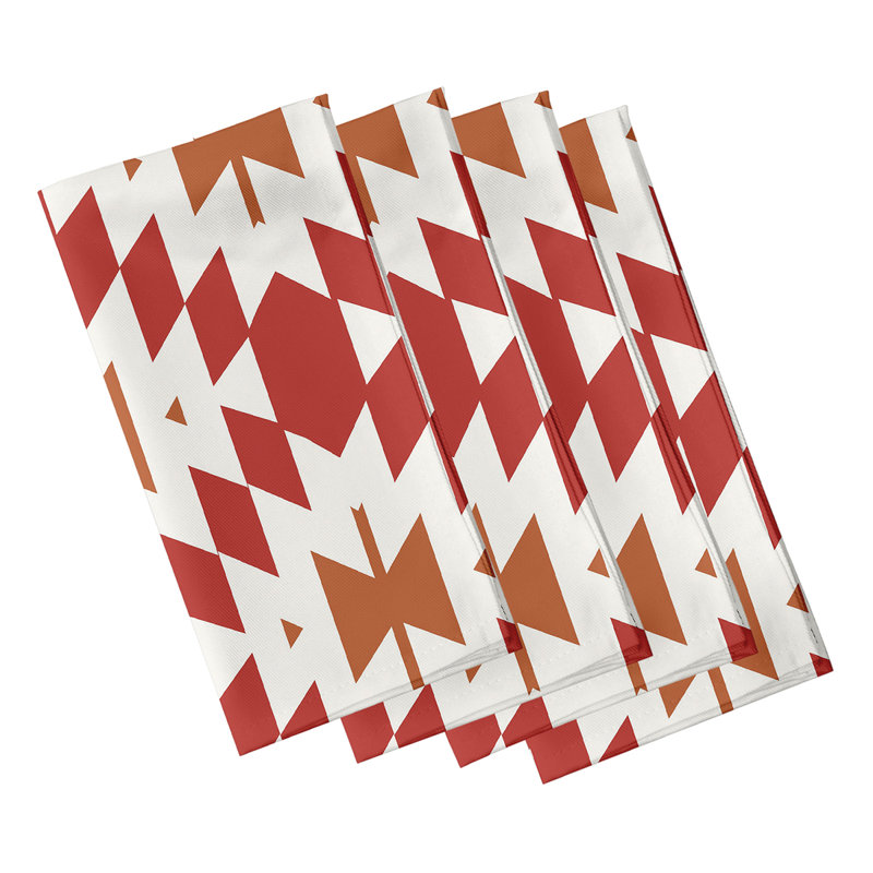 Senoia Polyester Geometric Square Napkin, Orange