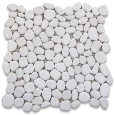 Moleanos Beige Golden Beach Limestone Pebble Stone River Rocks Mosaic Tile Tumbled