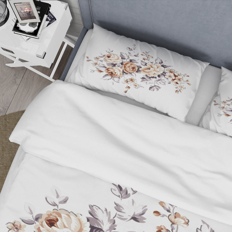 Pink Wild Roses - Ensemble de housse de couette traditionnel - Microfibre de polyester