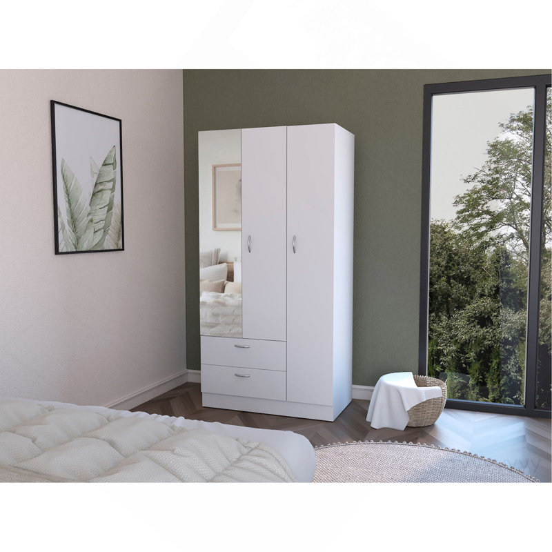 Armoire Haddam, chambre à coucher, blanc, Blanc
