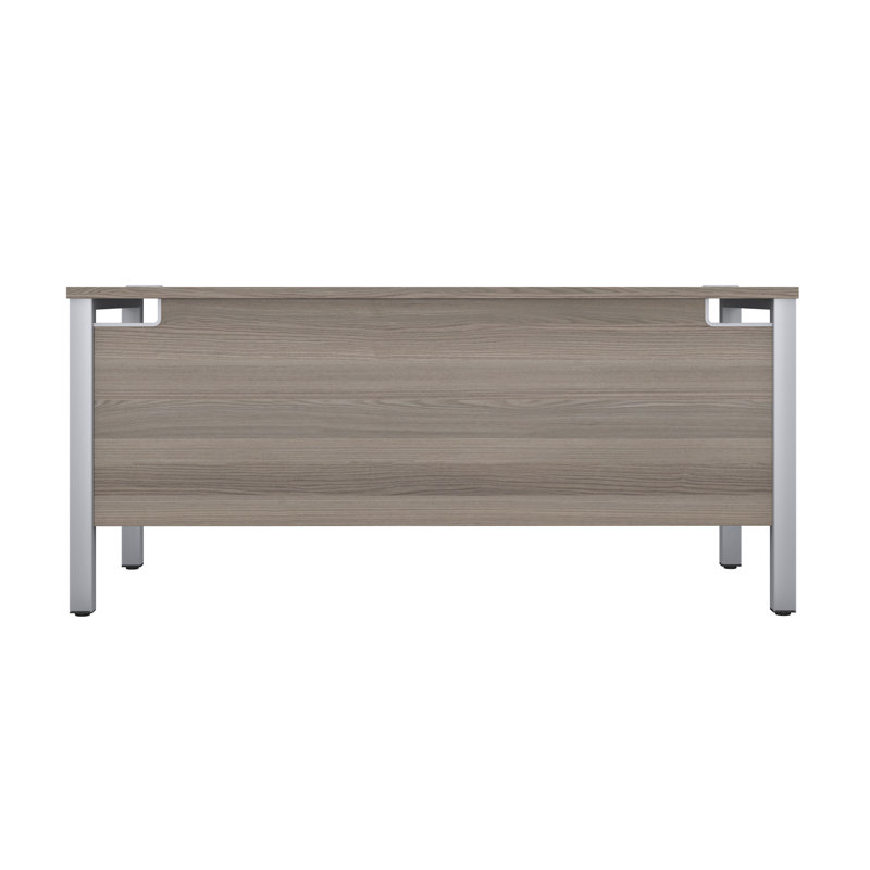 Bouton Metal Base Desk Shell, Silver, Grey Oak