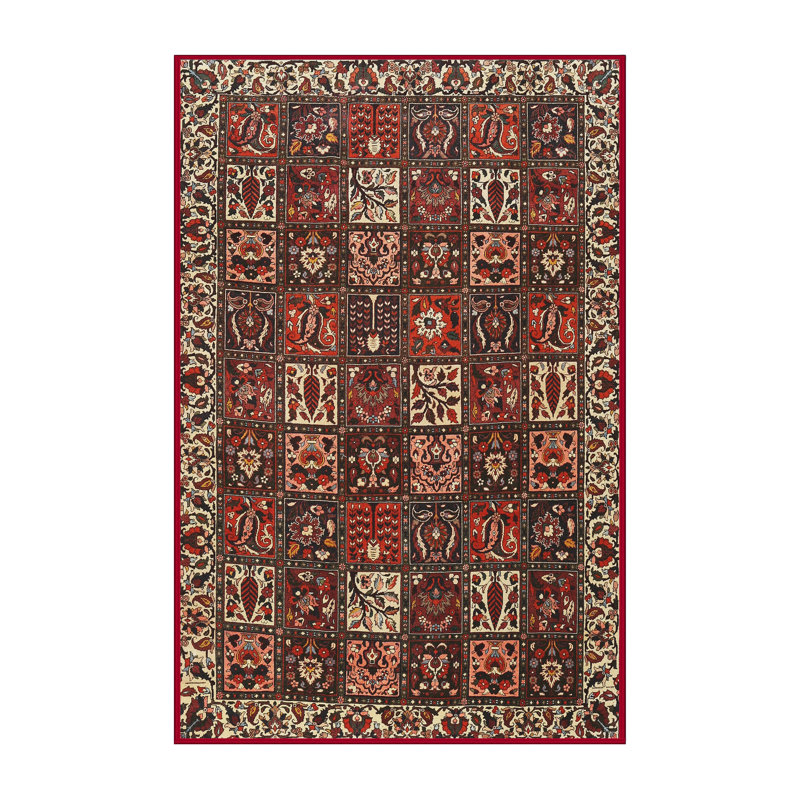 Tapis floral orange / brun / beige, Rectangle 6 pi x 9 pi