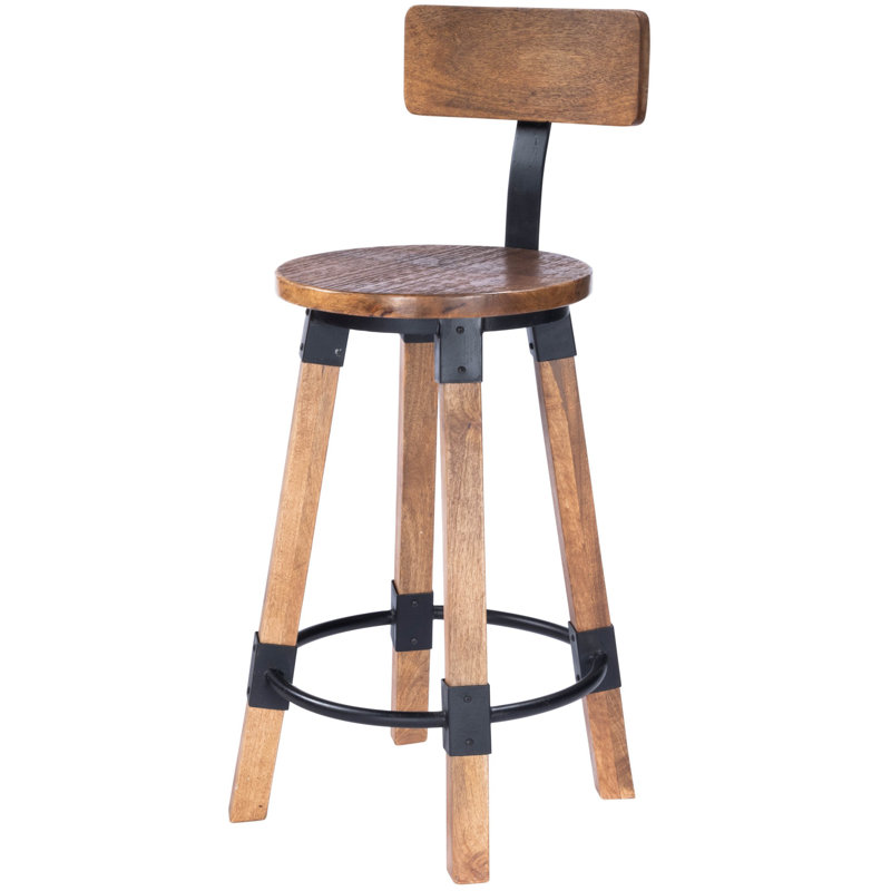 Ston Easton Solid Wood Counter & Bar Stool, Brown, Counter Stool (26” Seat Height)