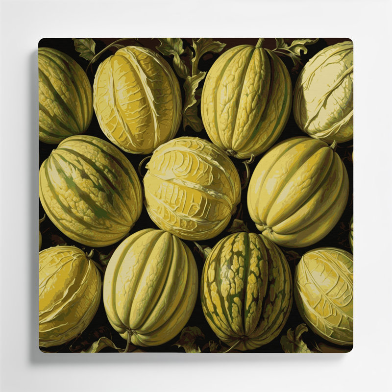 Art mural en métal fruits brun melon, H 12 po x l 12 po