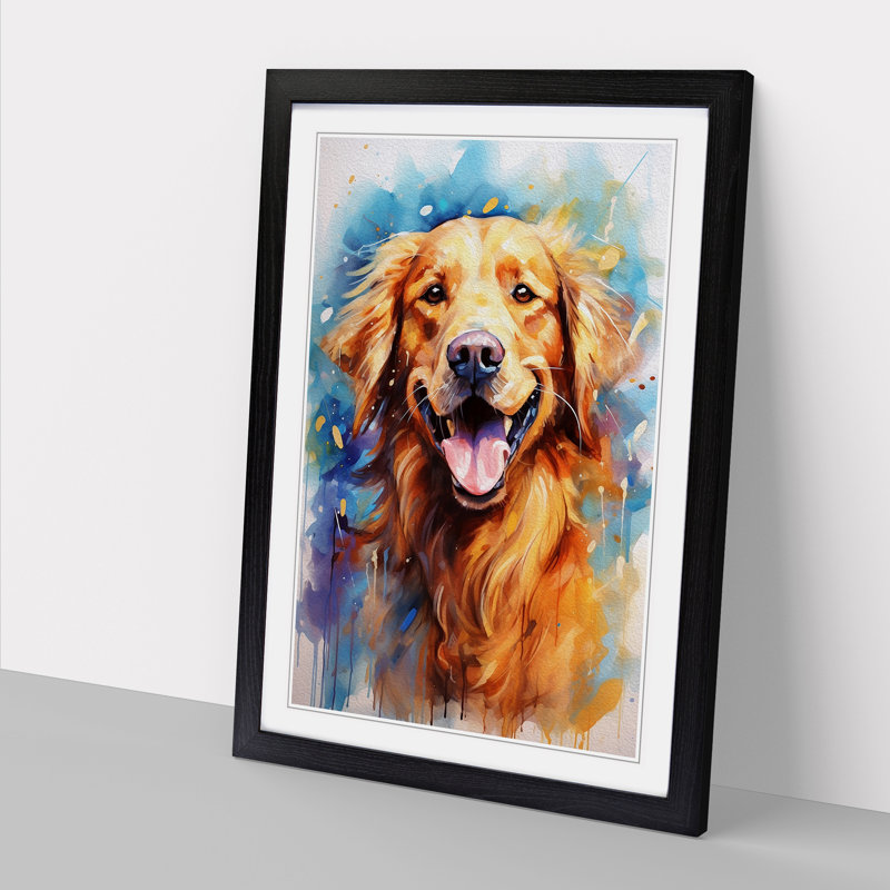 Golden Retriever Gestural - Framed Print