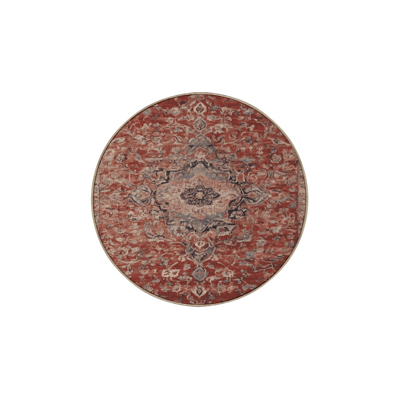Tapis brun soyeux et moelleux, Rond 8 pi