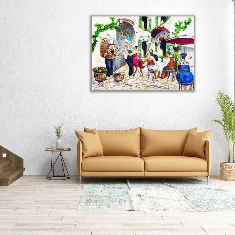 «Corner Cafe at Cafe da Vinci», reproduction d'art sur toile, H 18 po x l 24 po
