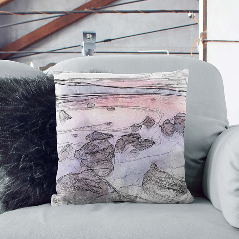 Sunset over Lake Tahoe Cushion with Filling, 55cm H x 55cm W x 20cm D, White