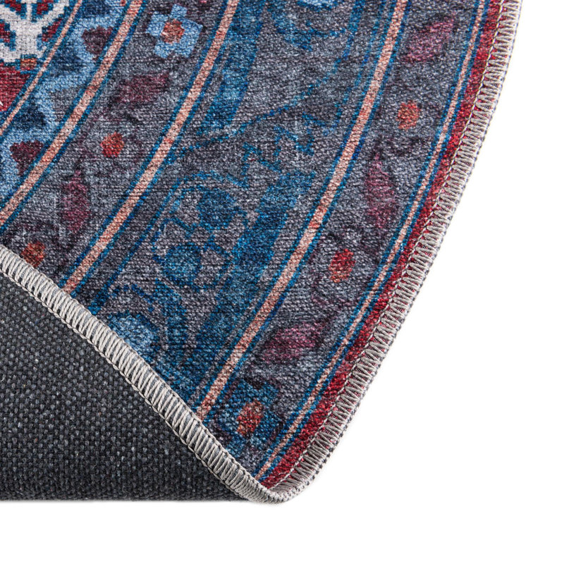 Tapis oriental rouge / bleu Guthridge, Rond 5 pi 3 po