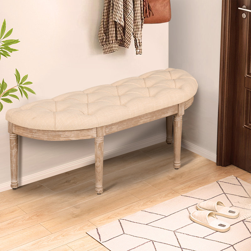48 po Moitié demi-lune banc d'entrée capitonné demi-cercle banc repose-pieds de style français banc d'extrémité de lit pour le vestibule chambre de vestibule