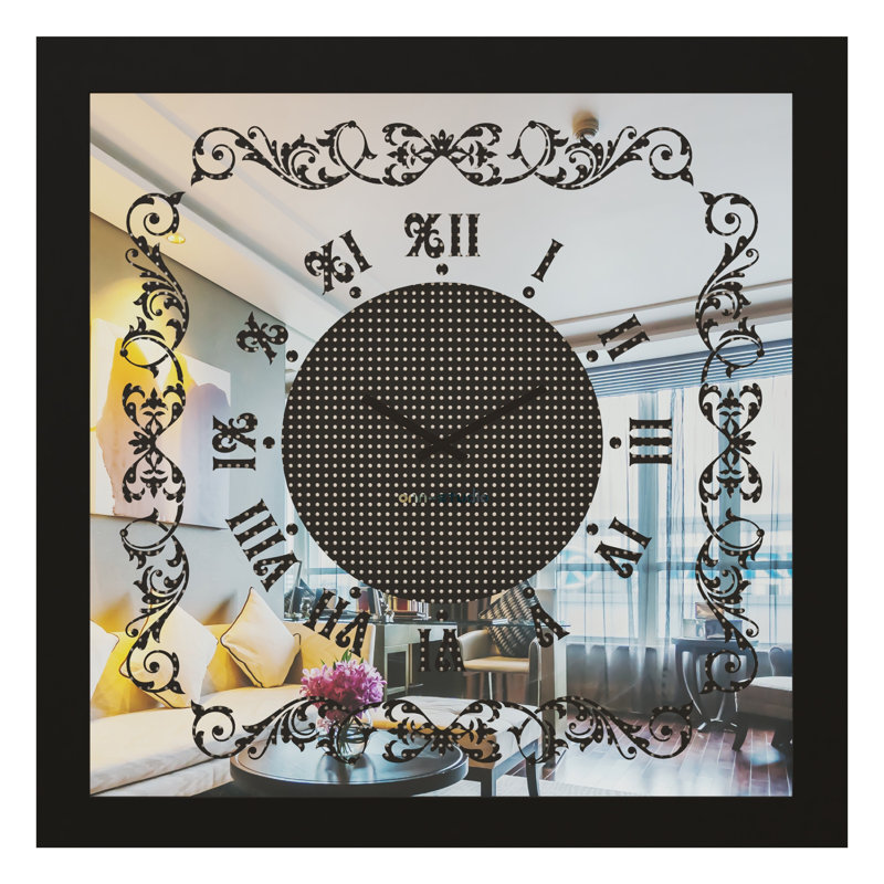 Rhinestone Square Wood Wall Clock, 60cm  H x 60cm W
