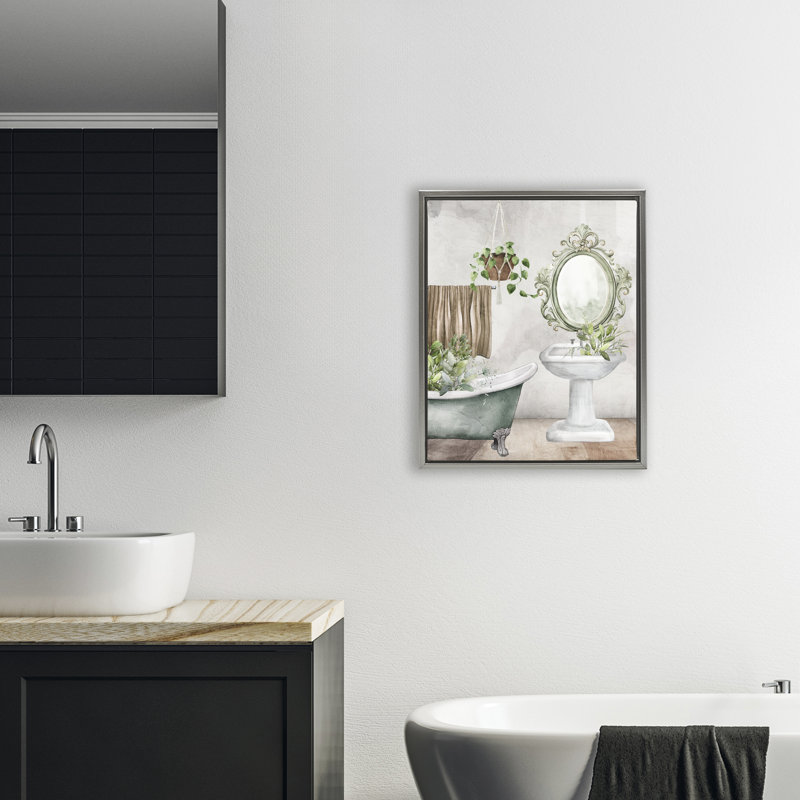 Cadre flottant pour baignoire Bath Greens, design par Kim Allen, H 21 po x l 17 po, Cadre flottant gris lustré