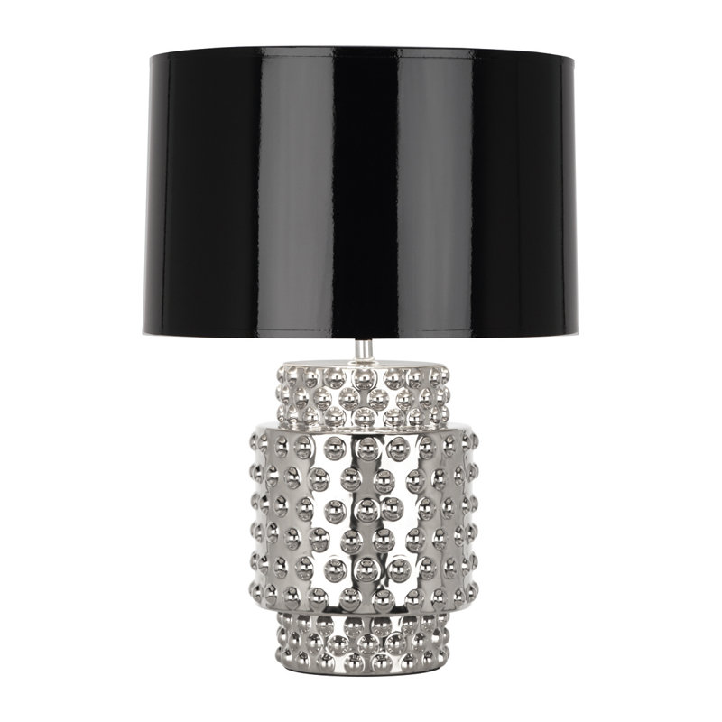 Dolly 22" Table Lamp, Nickel Metallic Glaze, Black Opaque Parchment/Silver Foil Lining