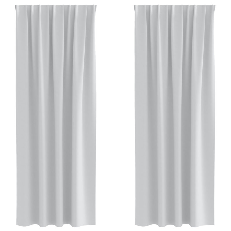 Curtains With Curtains 2 Pcs Polyester, Pale Grey, 140cm Width x 245cm Drop