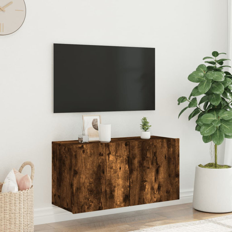 Marolyn Unfinished TV Stand for TVs up to 40", Smoked Oak