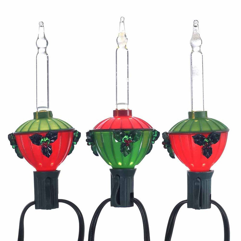 Kurt Adler Indoor/Outdoor UL 7-Light Holly Leaves & Berries Bubble Light Set, 11.5ft