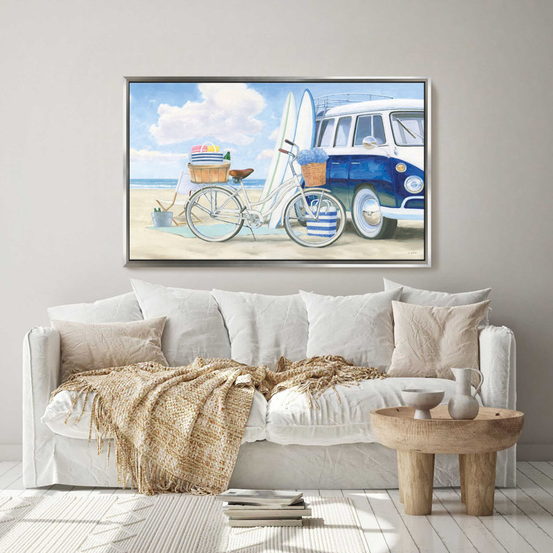 "Beach Time I" by James Wiens Print on Canvas in a  Floater Frame, Silver, 21.5" H x 33.5" W