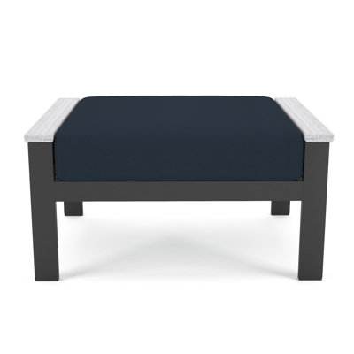 Townsend Outdoor Teak Ottoman with Sunbrella Cushion by Birch Lane