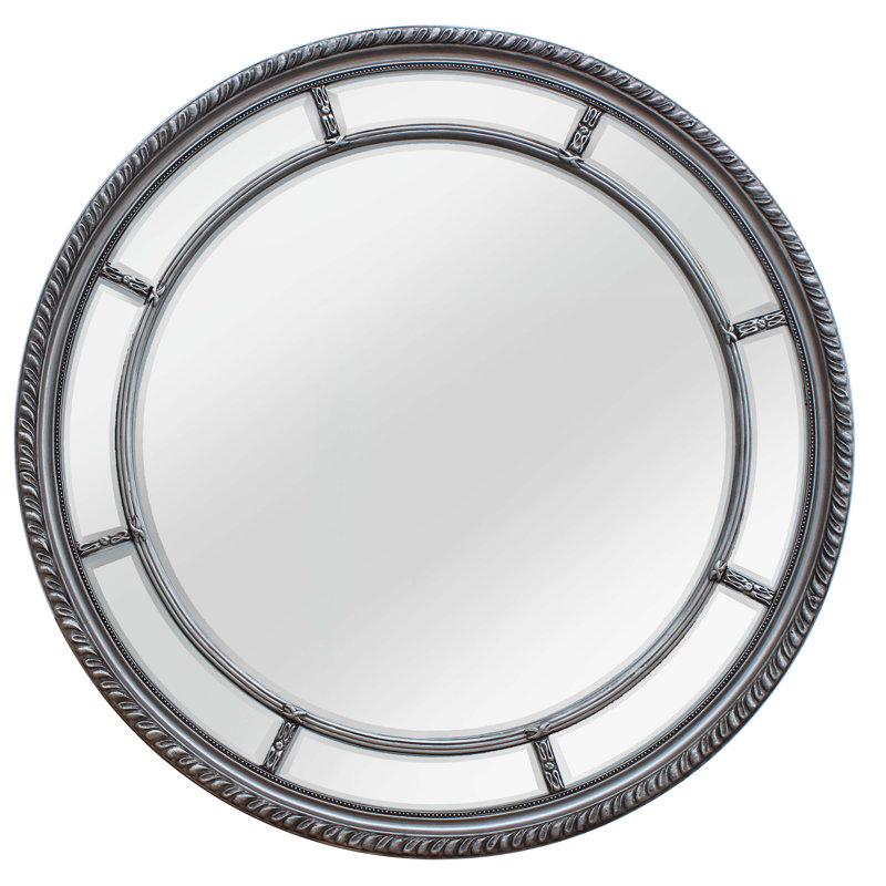 Coppock Wood Flat Wall Mirror, Antique Silver
