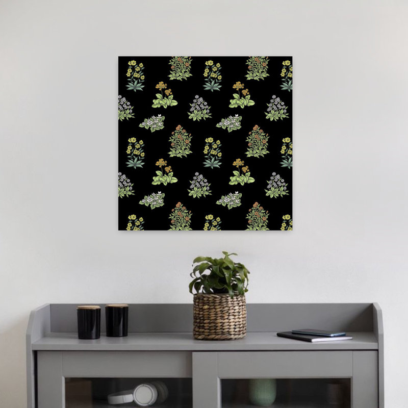 Art contemporain, art floral rétro, H 18 po x l 18 po