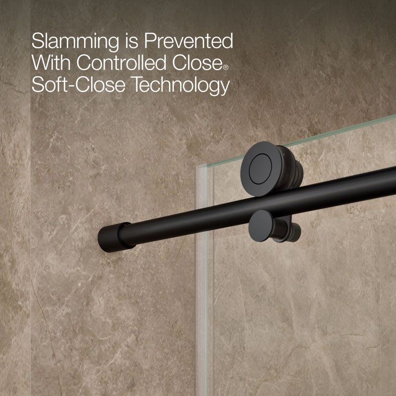 Composed 78 In. Sliding Shower Door With 3/8 In.-Thick Glass, Black