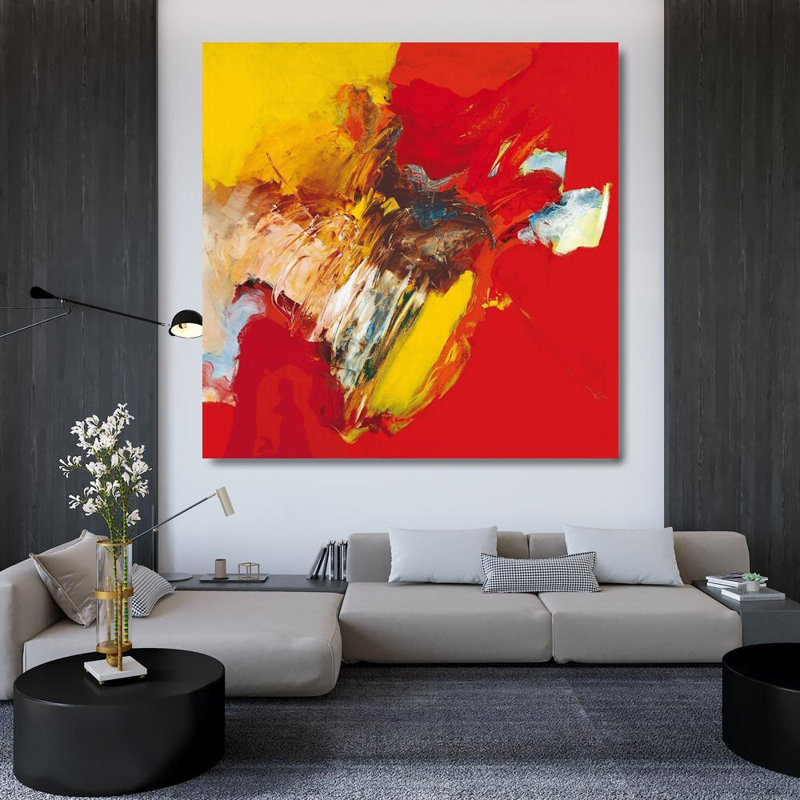 ArtDirect Magis, Pascal Gallery Wrapped Canvas Art Titled: Triptyque rouge II, 36" H x 36" W