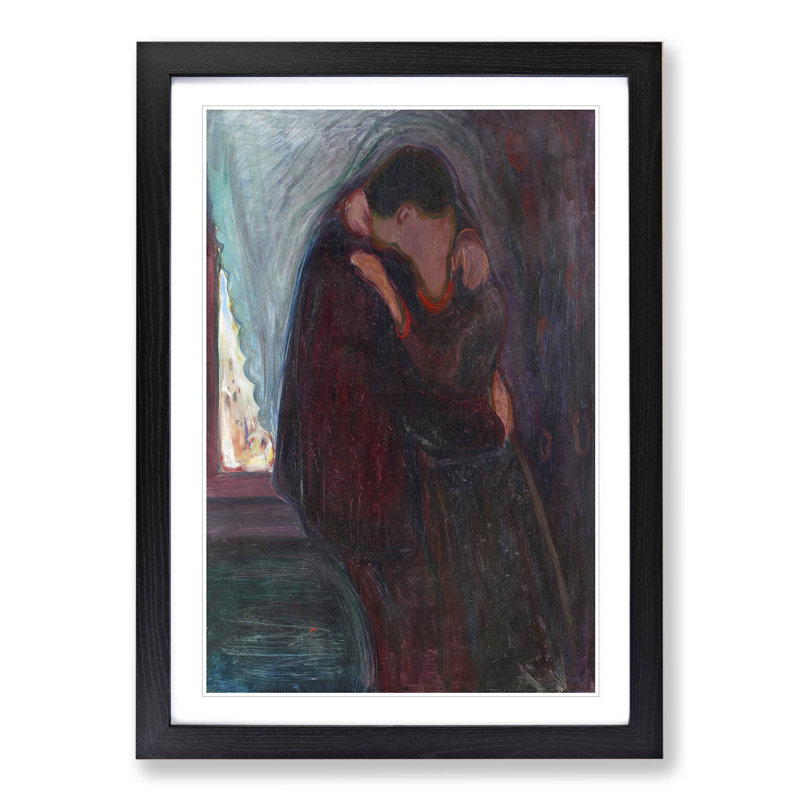 The Kiss Vol.3 by Edvard Munch - Picture Frame Painting, 65cm H x 48cm W x 2cm D, Black