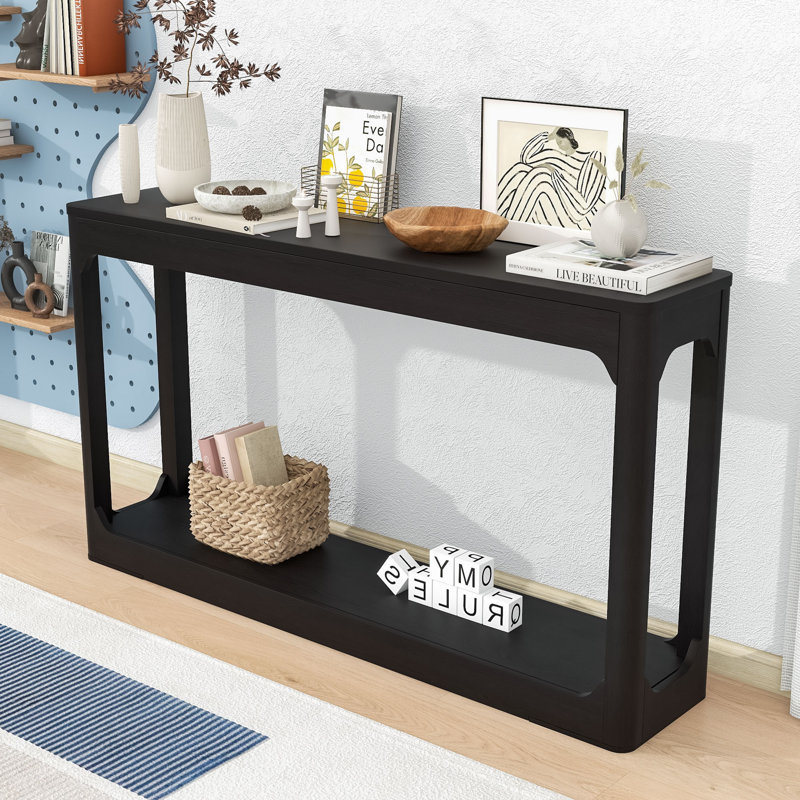 Console en bois avec pieds courbés, Noir