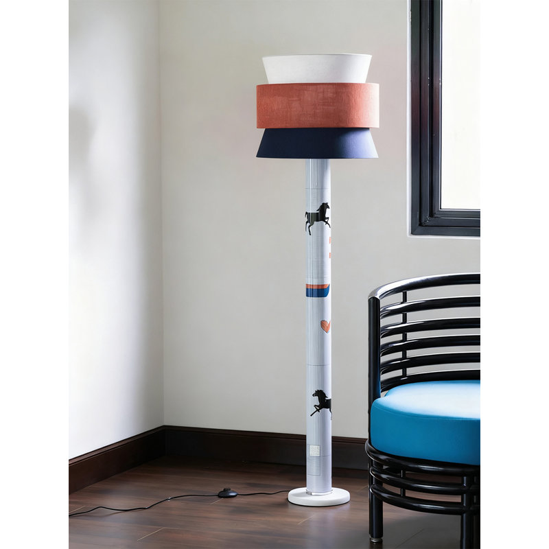 Wabi-Sabi Style Linen, Marble & PVC Floor Lamp。