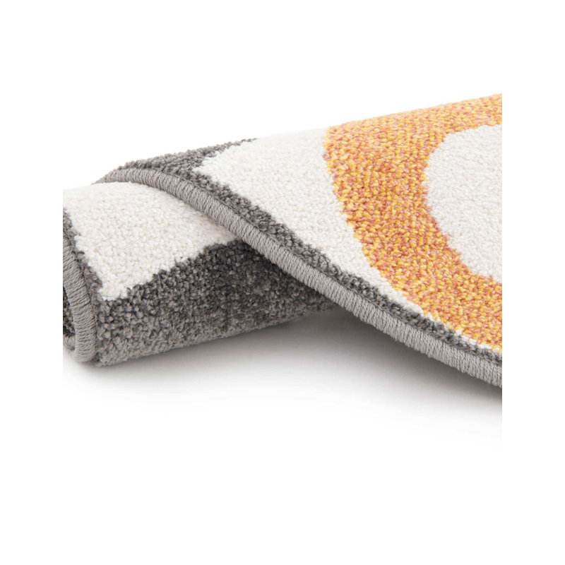 Tapis pour enfant Whimsy Lion, Rond 7 pi 10 po, Gris / Orange