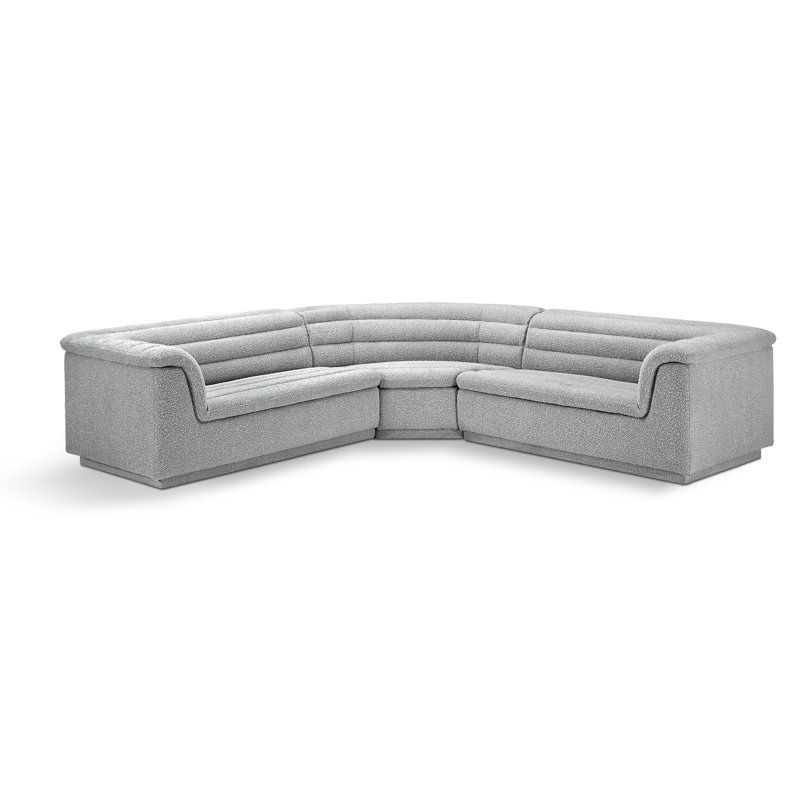 Canapé modulaire rembourré 148 po Iyon, Tissu gris bouclé