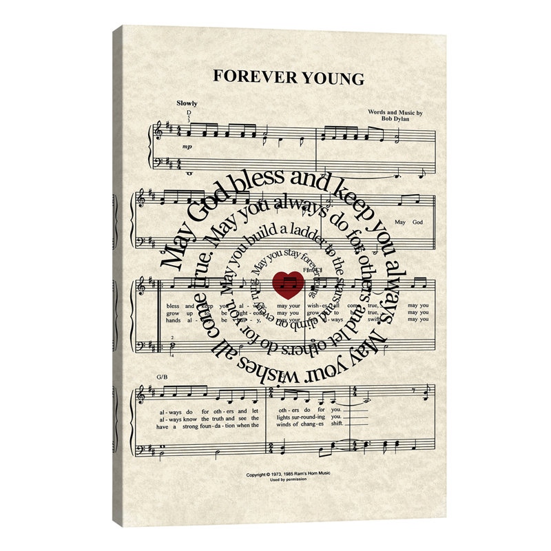 'Forever Young by Bob Dylan' Typographic Print on Wrapped Canvas, 66.04 cm H x 45.72 cm W x 3.175 cm D