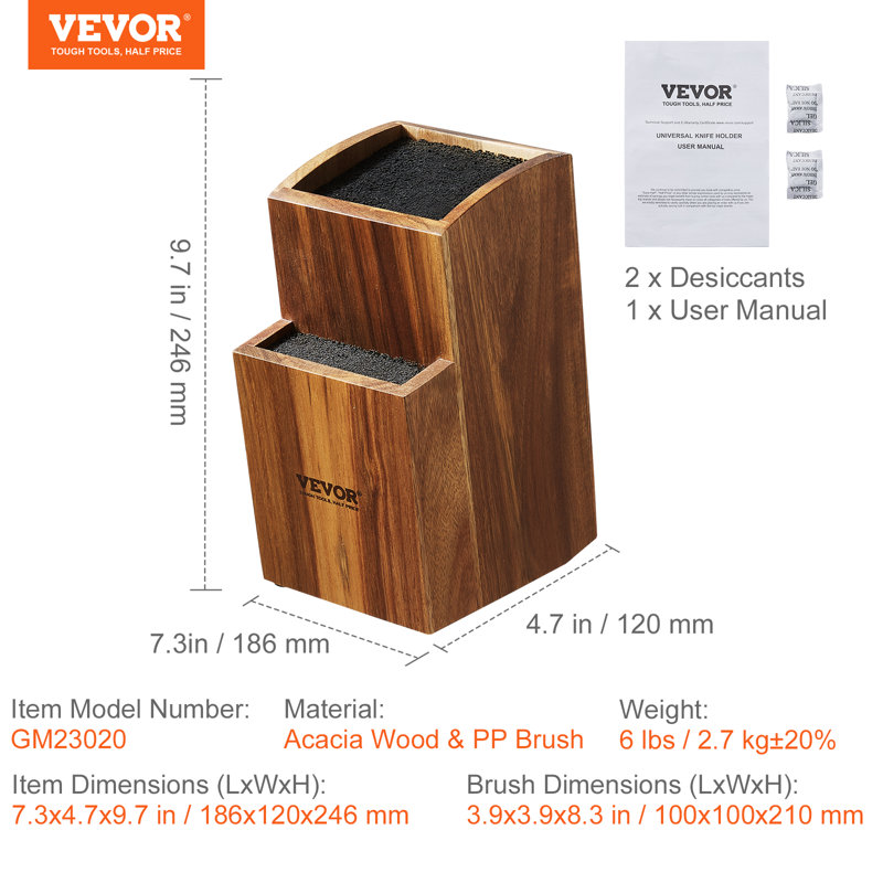 VEVOR 2 Slot Universal Knife Block