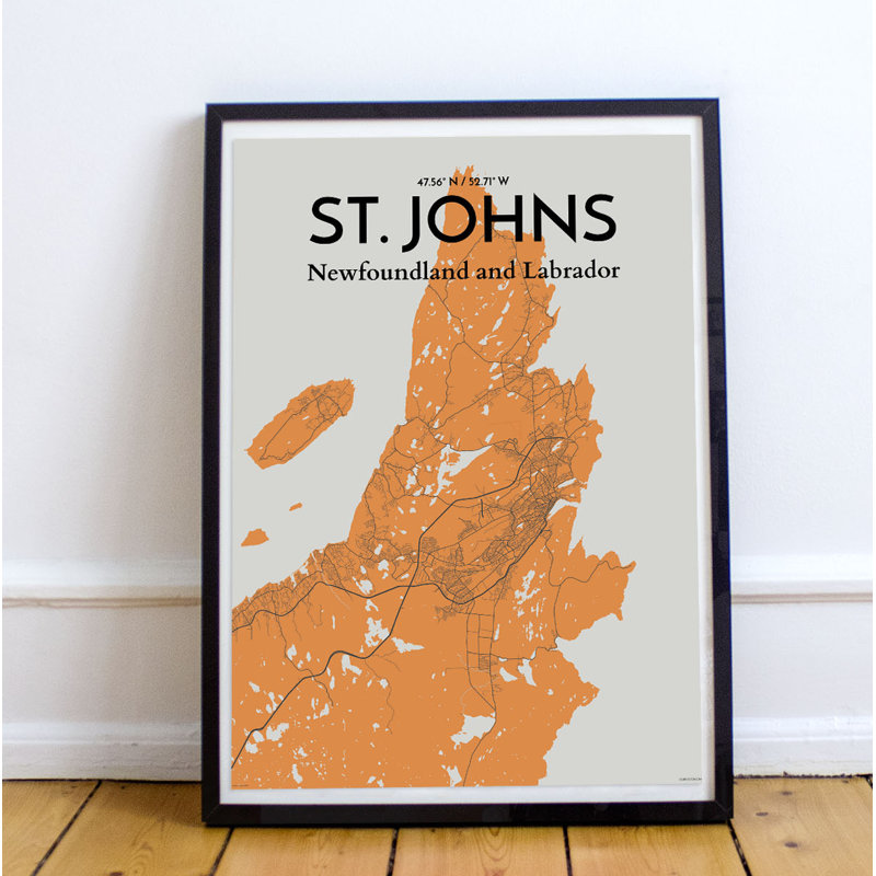 St. Johns City Map - No Frame Print, 43.2cm H x 27.9cm W x 0.1cm D