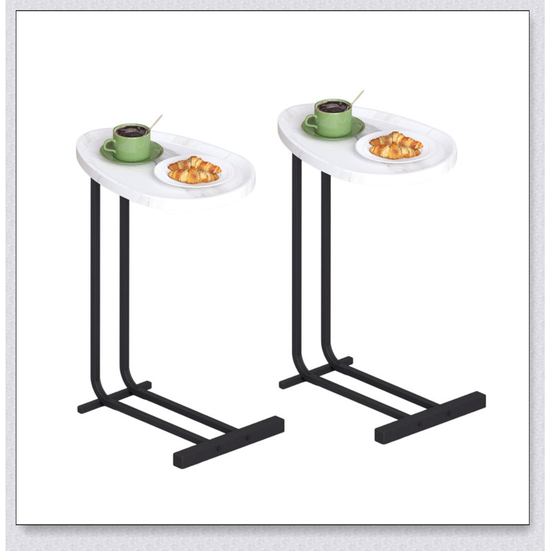 2 pièces table d'appoint en forme de C, table de bout en C pour canapé et table de chevet, tables d'appoint Couch, table de bout en C en bois